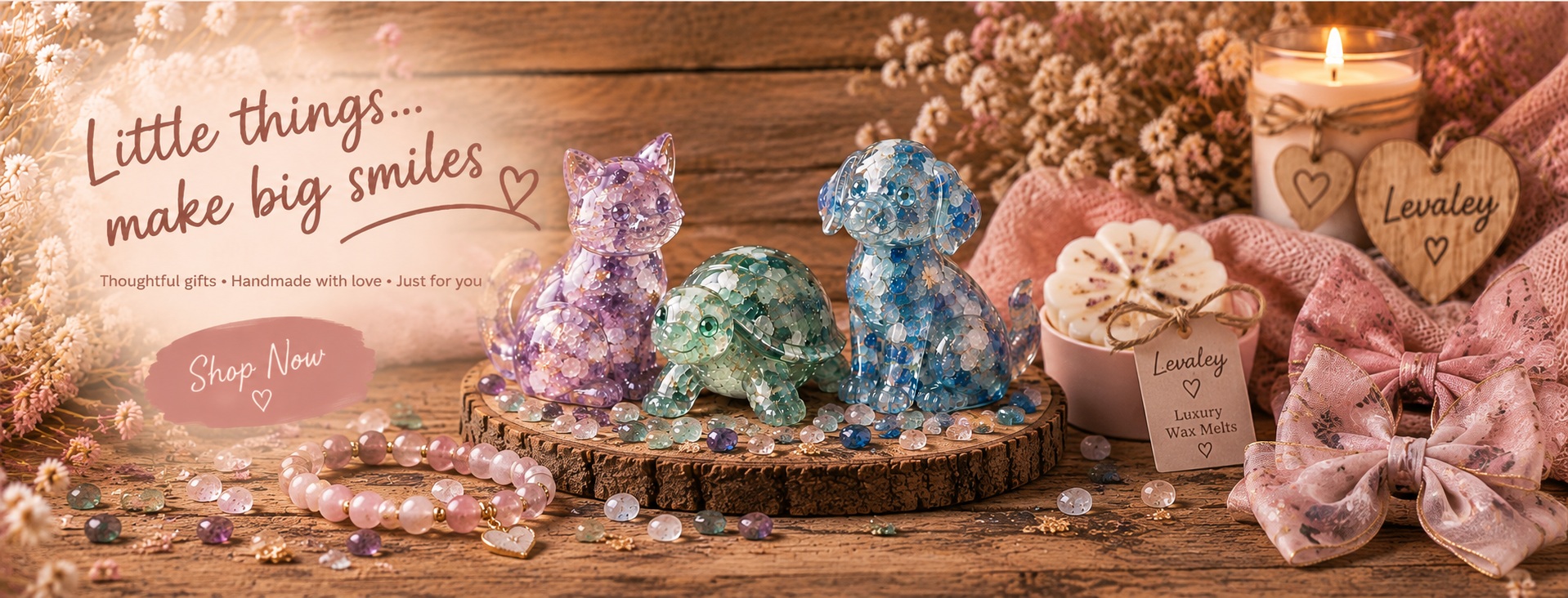 Levaley handmade bows, bracelets, wax melts and animal buddies