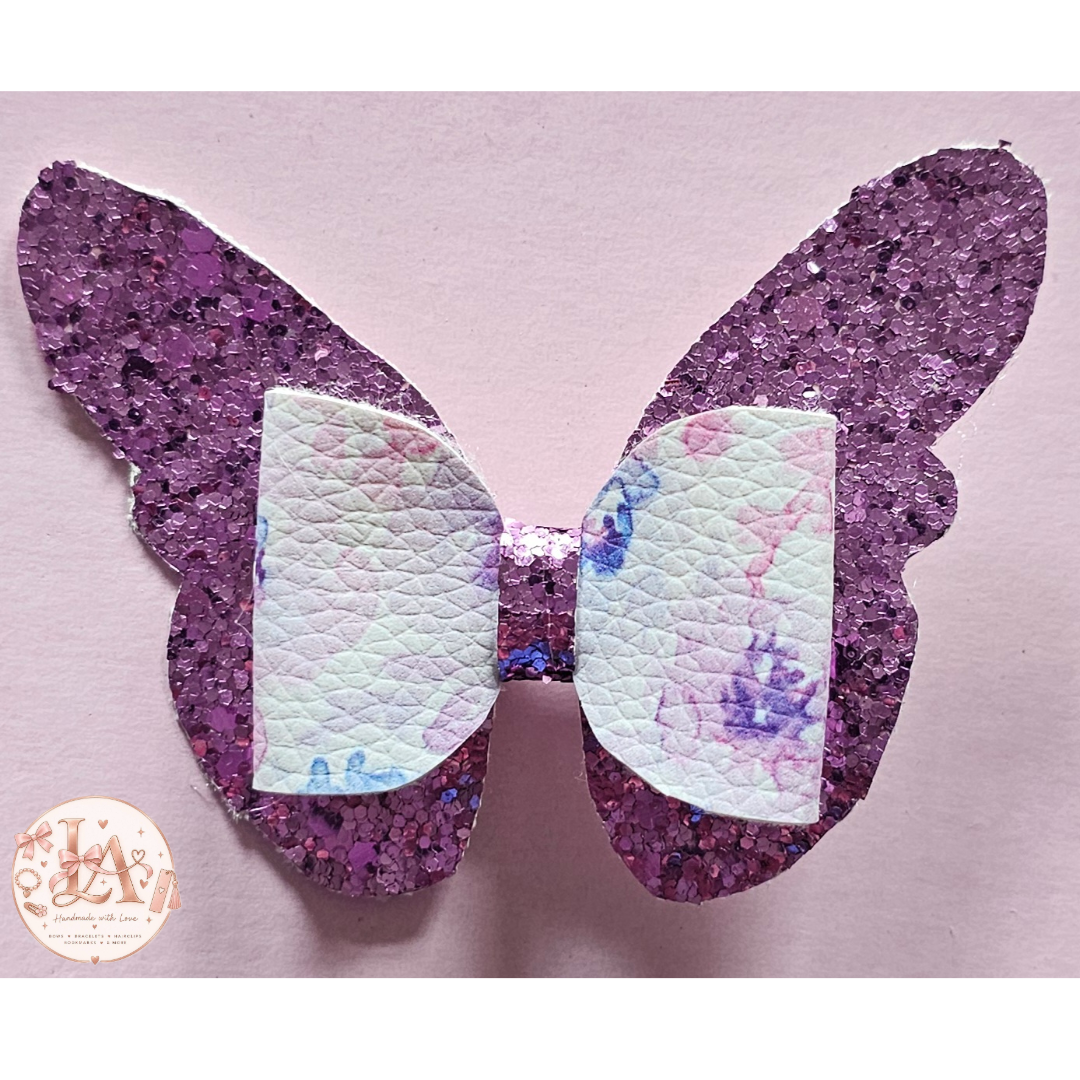 Purple Glitter Butterfly Bow